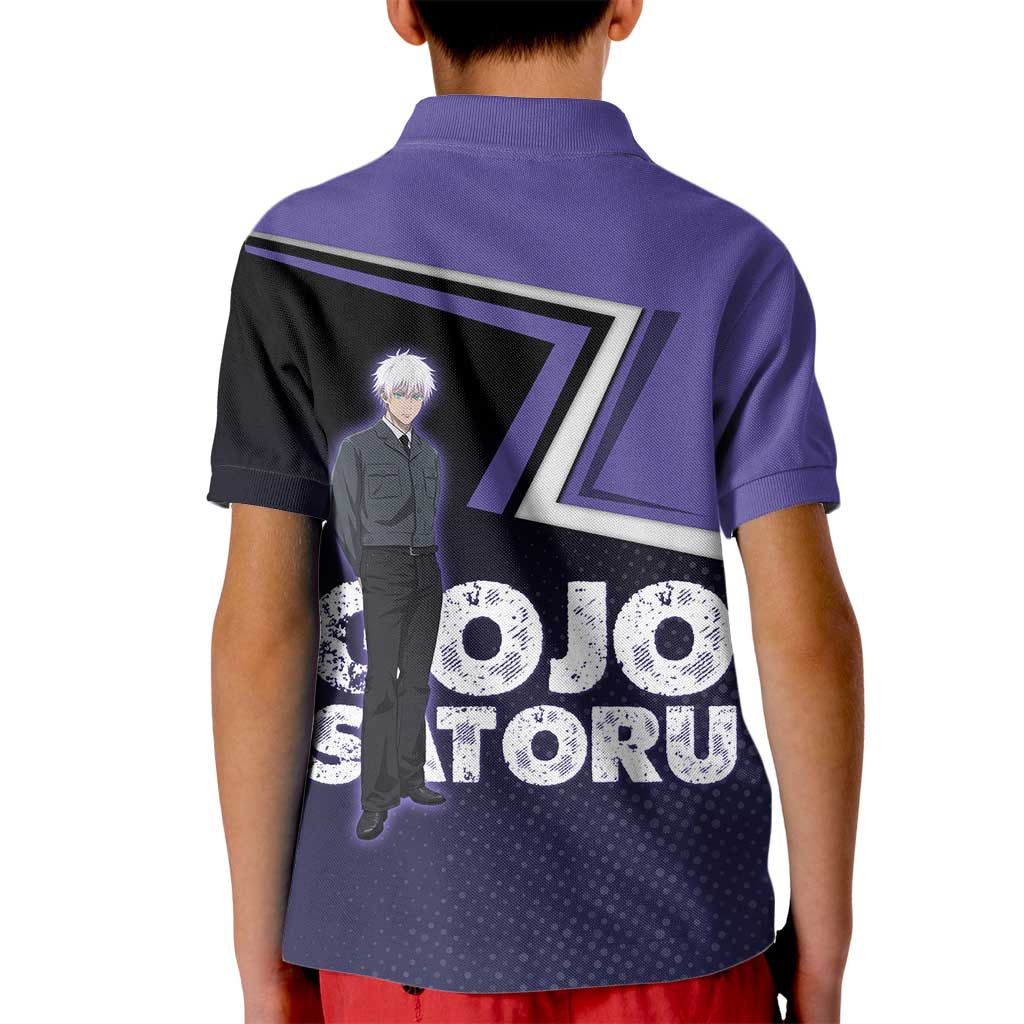 Gojo Satoru Kid Polo Shirt Bold Anime Poster Style