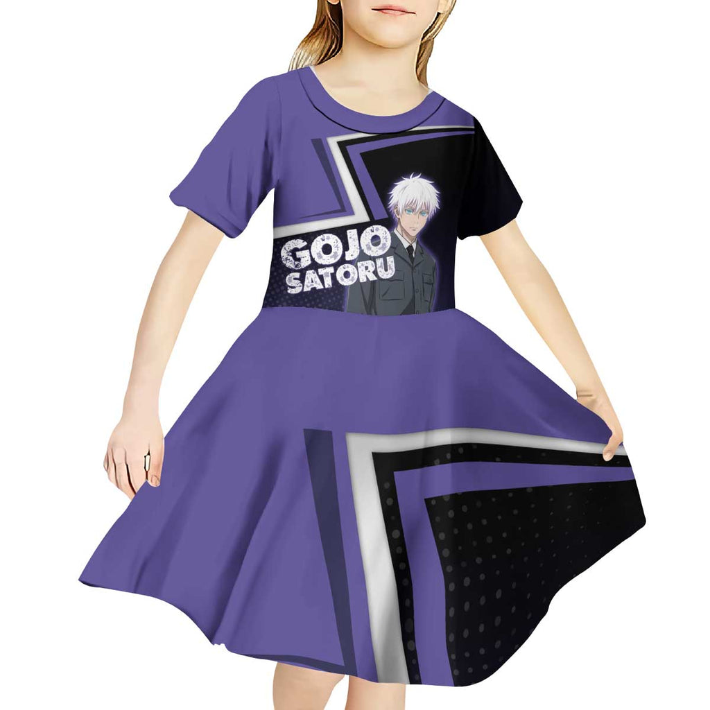 Gojo Satoru Kid Short Sleeve Dress Bold Anime Poster Style