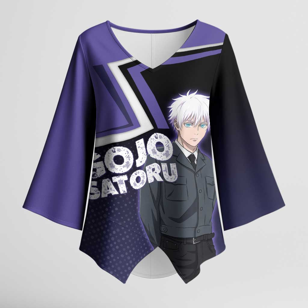 Gojo Satoru Kimono Sleeve Blouse Bold Anime Poster Style