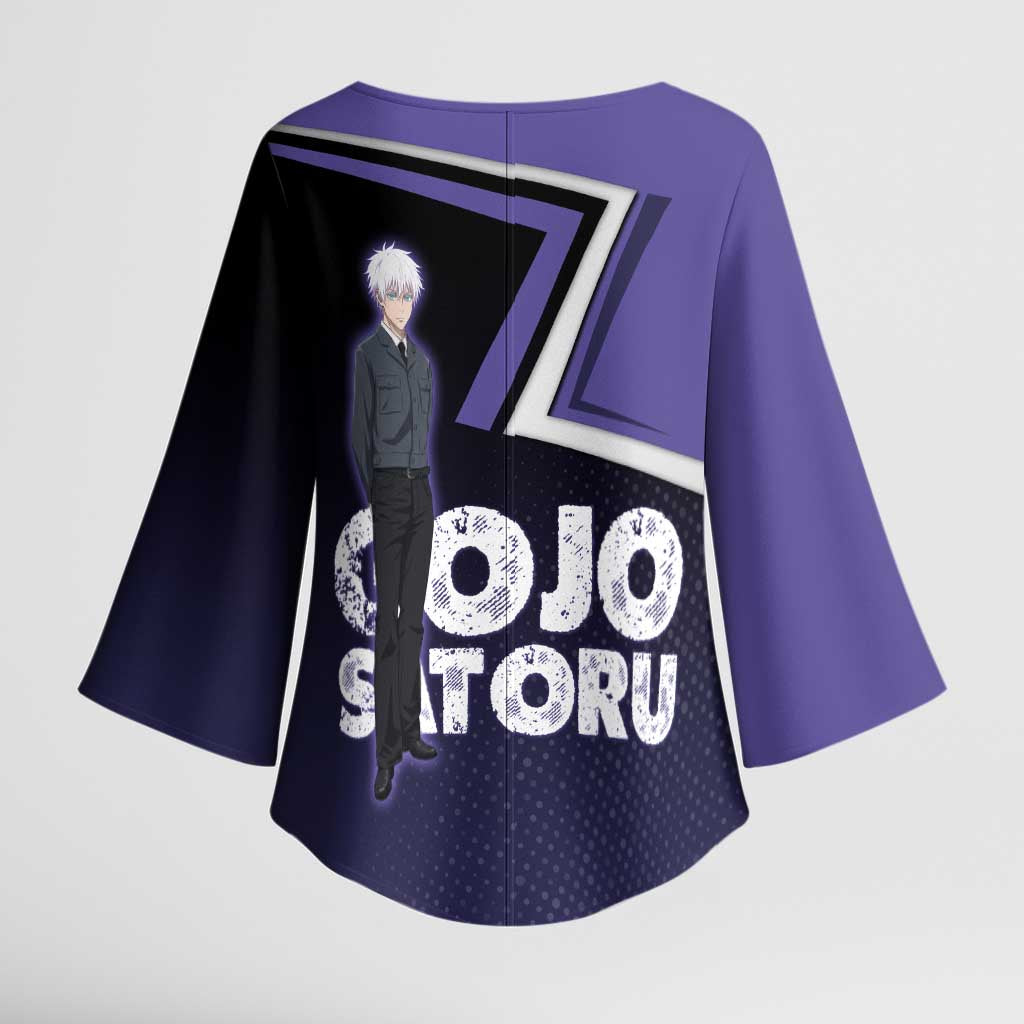 Gojo Satoru Kimono Sleeve Blouse Bold Anime Poster Style