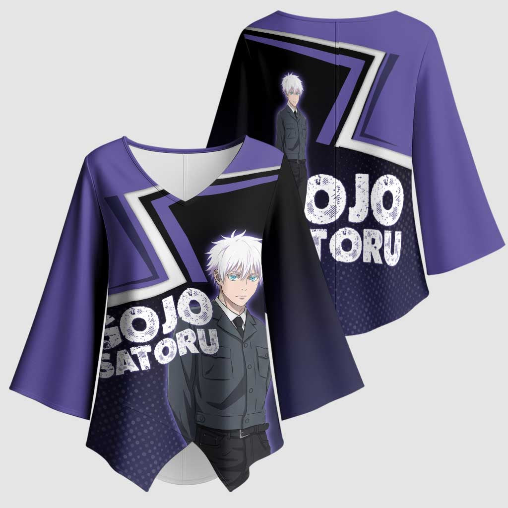 Gojo Satoru Kimono Sleeve Blouse Bold Anime Poster Style
