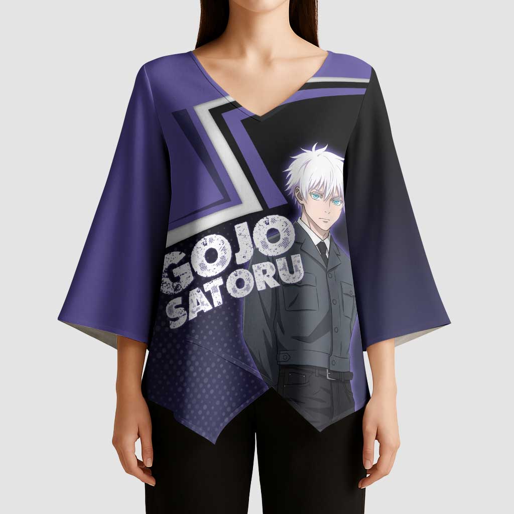 Gojo Satoru Kimono Sleeve Blouse Bold Anime Poster Style