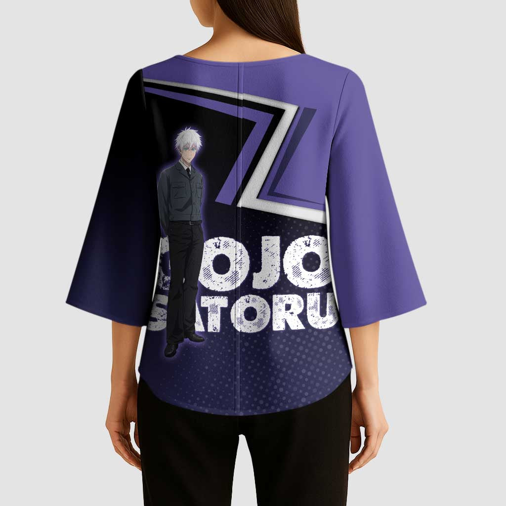 Gojo Satoru Kimono Sleeve Blouse Bold Anime Poster Style