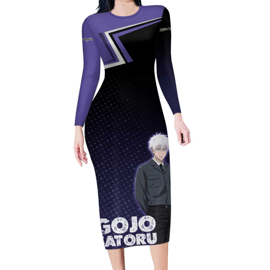 Gojo Satoru Long Sleeve Bodycon Dress Bold Anime Poster Style