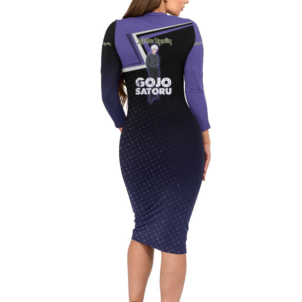 Gojo Satoru Long Sleeve Bodycon Dress Bold Anime Poster Style