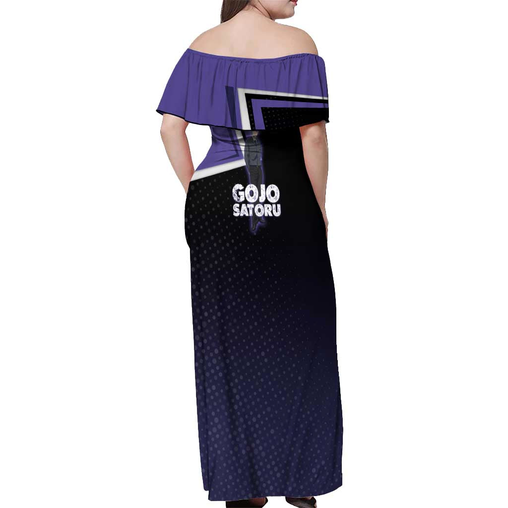 Gojo Satoru Off Shoulder Maxi Dress Bold Anime Poster Style