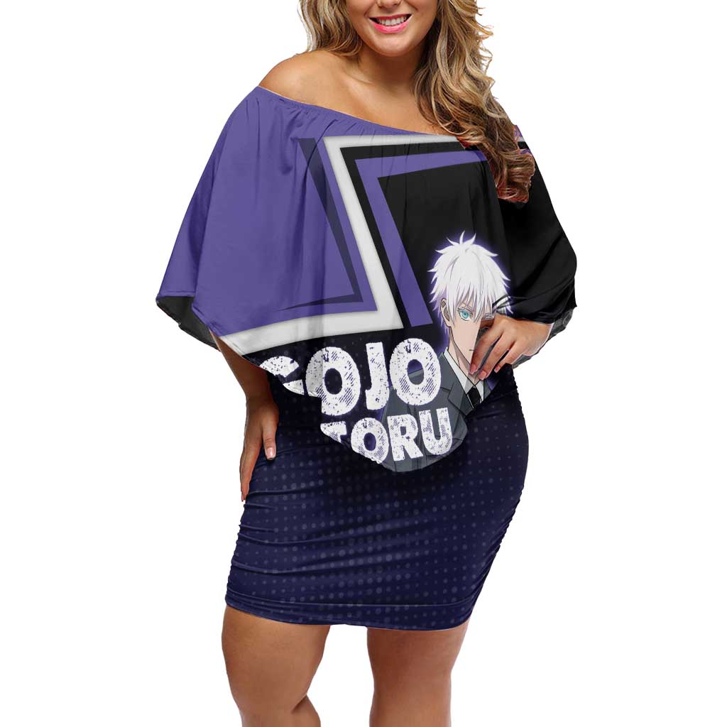 Gojo Satoru Off Shoulder Short Dress Bold Anime Poster Style