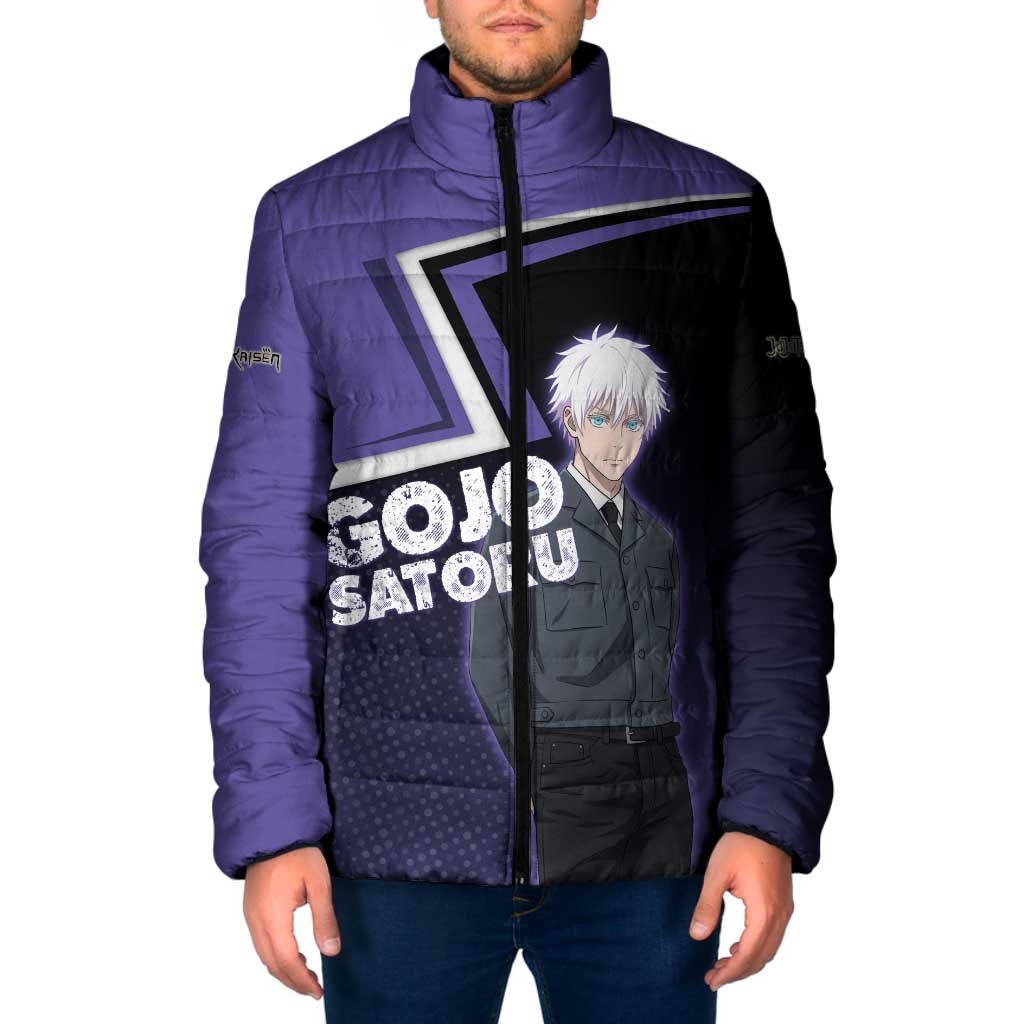 Gojo Satoru Padded Jacket Bold Anime Poster Style