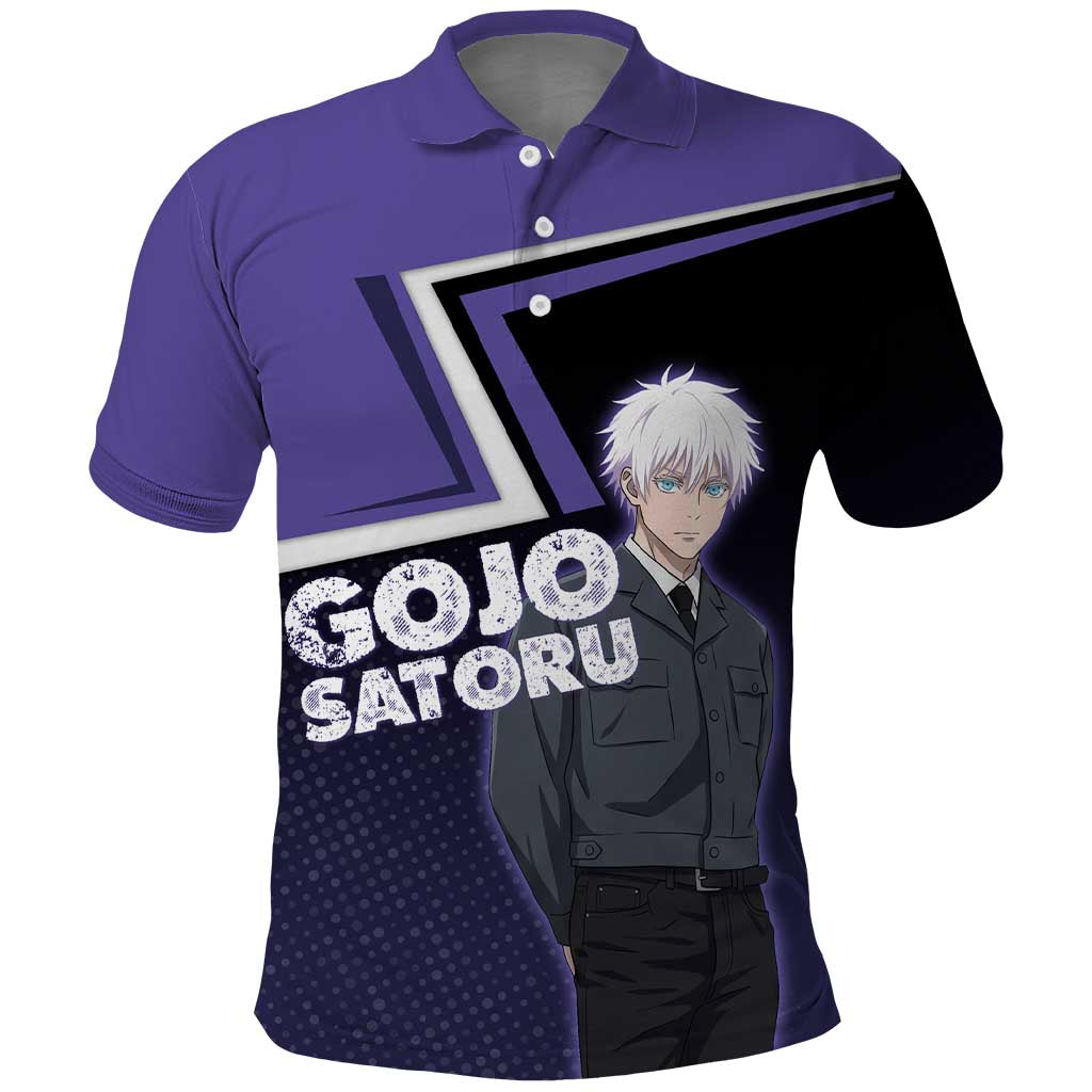 Gojo Satoru Polo Shirt Bold Anime Poster Style