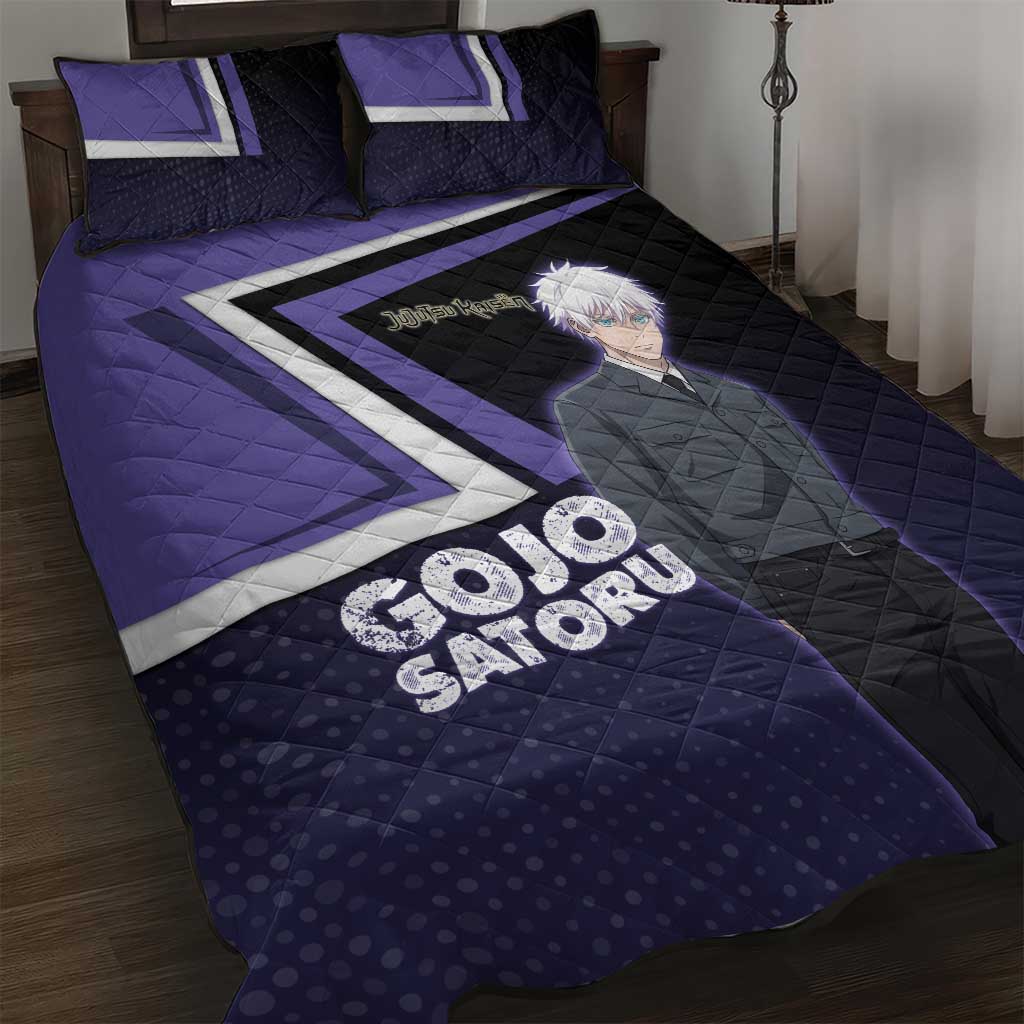 Gojo Satoru Quilt Bed Set Bold Anime Poster Style