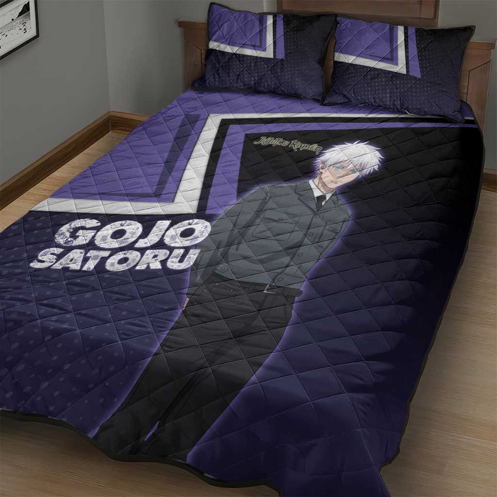 Gojo Satoru Quilt Bed Set Bold Anime Poster Style