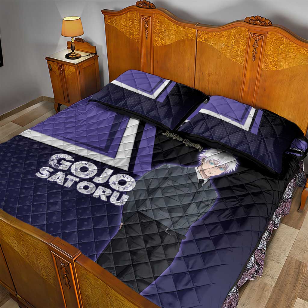 Gojo Satoru Quilt Bed Set Bold Anime Poster Style