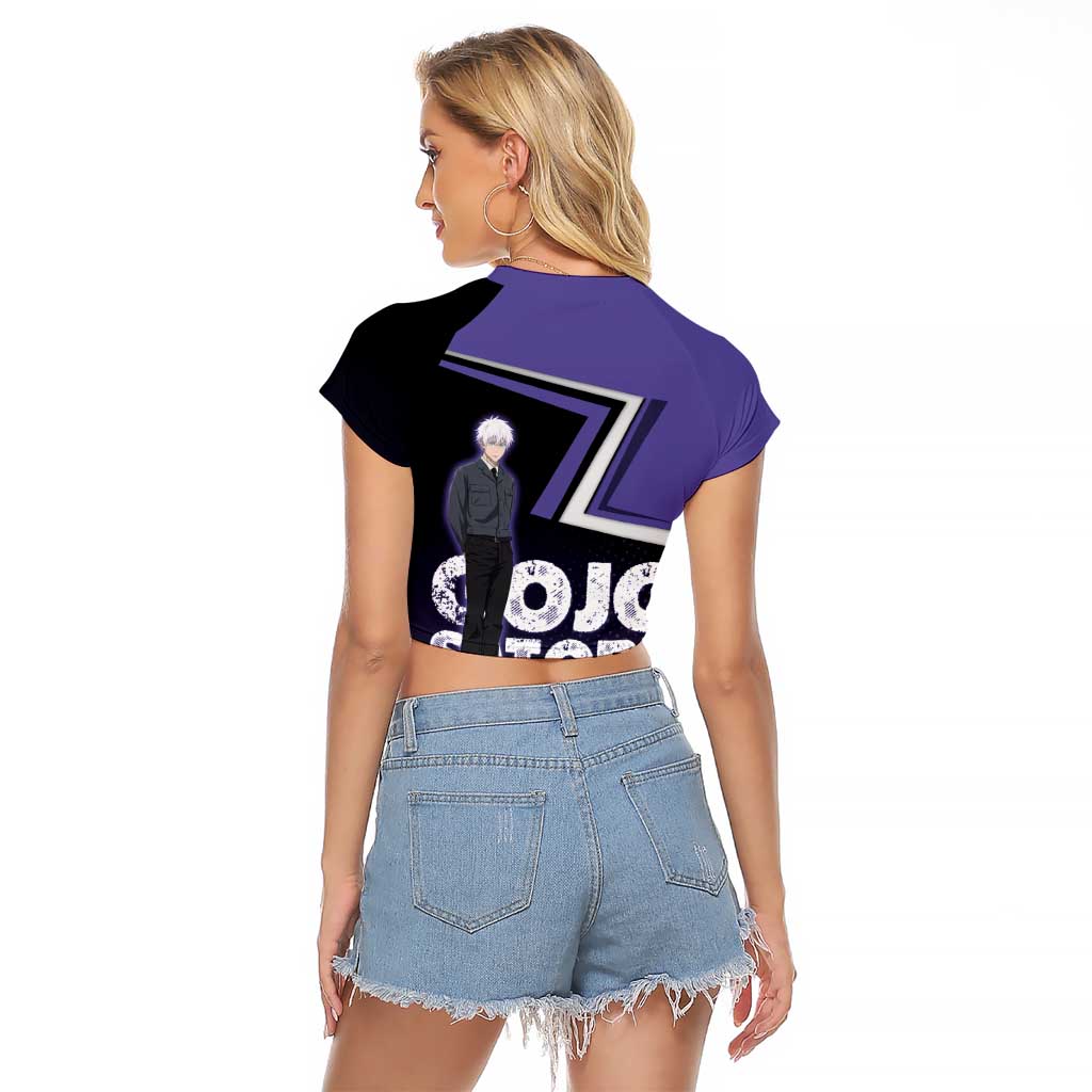 Gojo Satoru Raglan Cropped T Shirt Bold Anime Poster Style