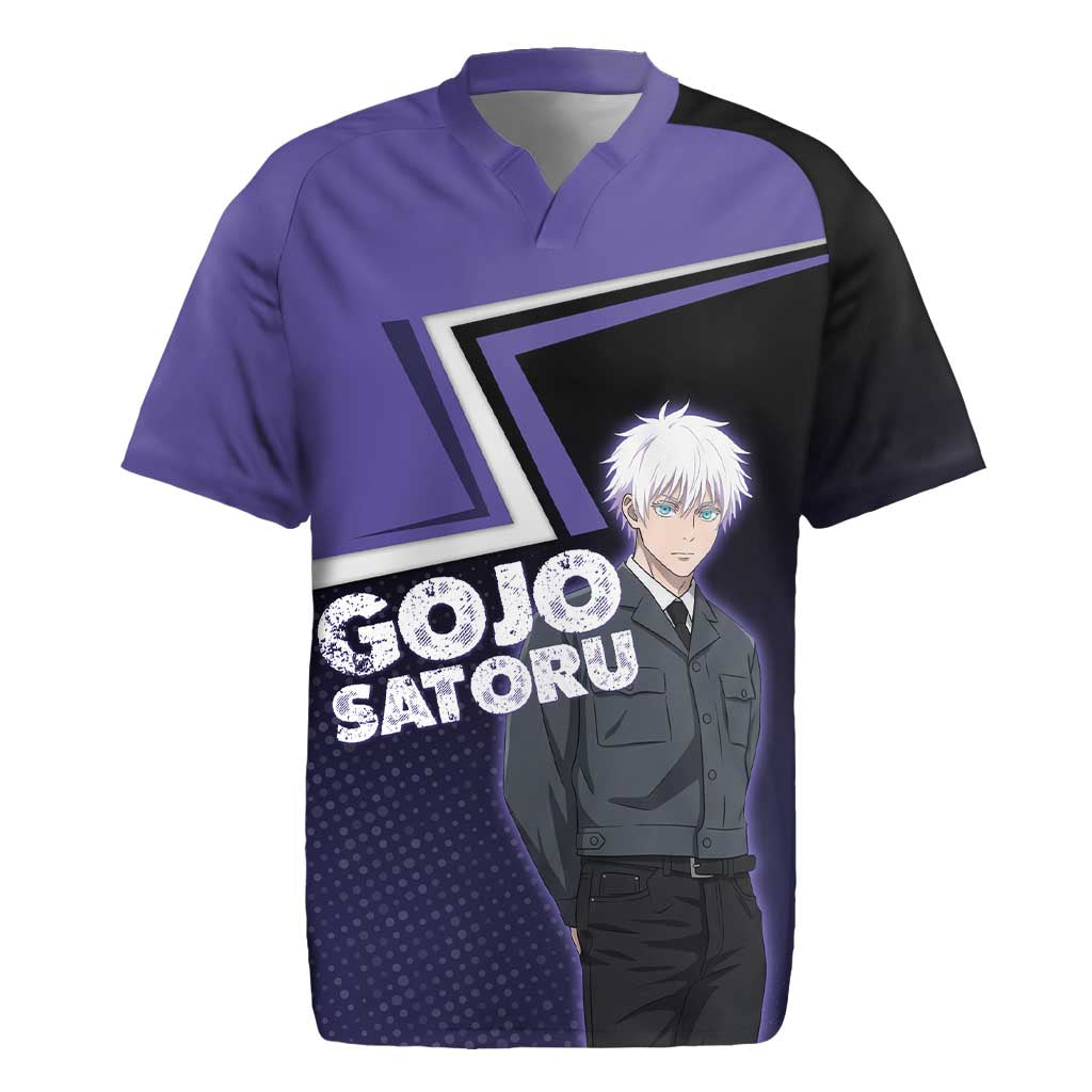 Gojo Satoru Rugby Jersey Bold Anime Poster Style