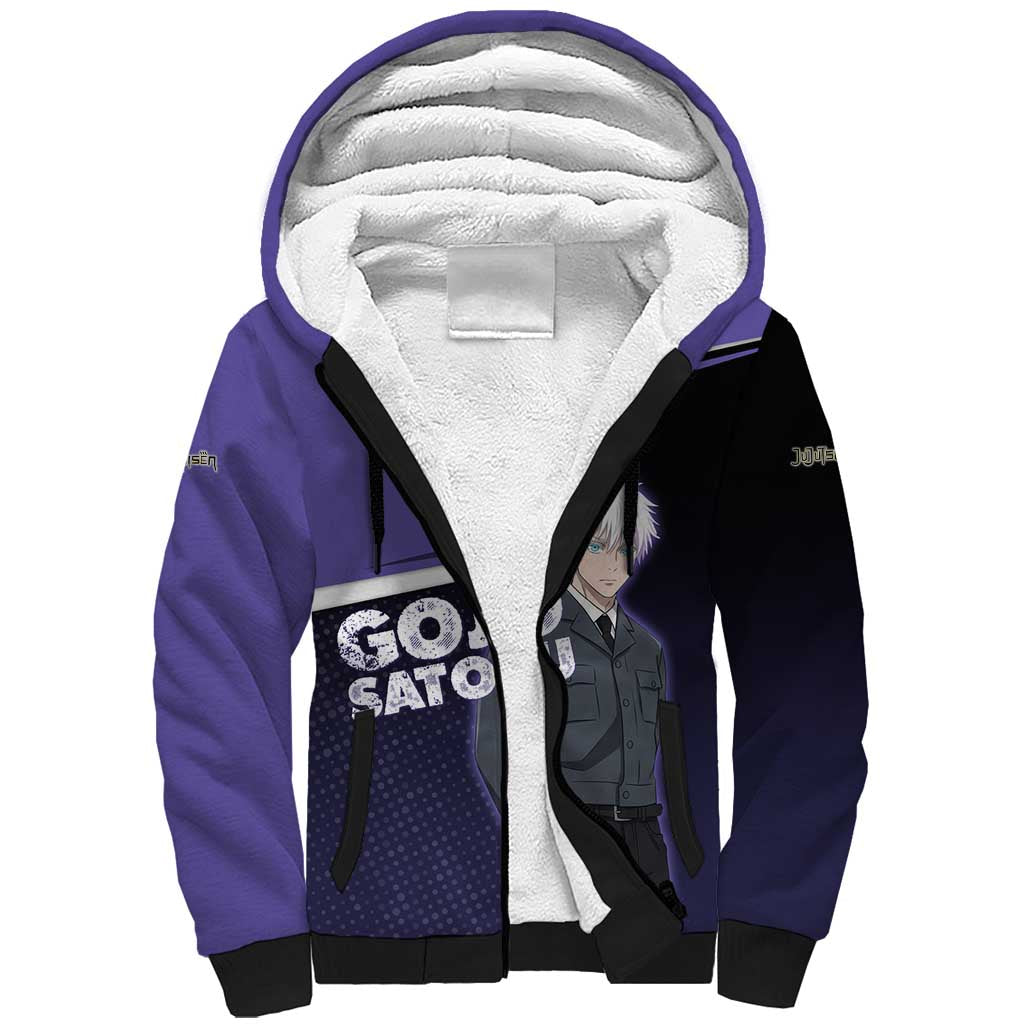 Gojo Satoru Sherpa Hoodie Bold Anime Poster Style