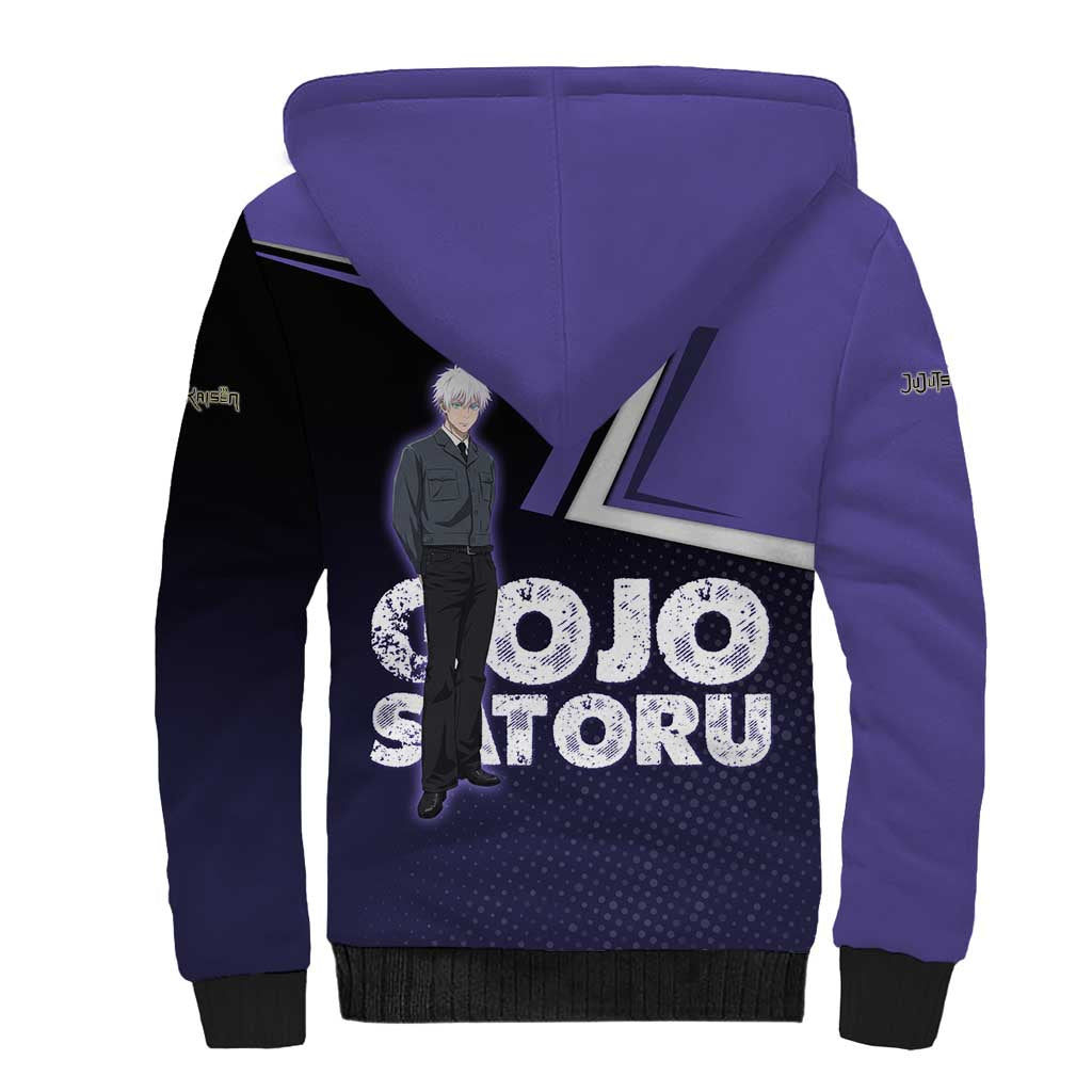 Gojo Satoru Sherpa Hoodie Bold Anime Poster Style