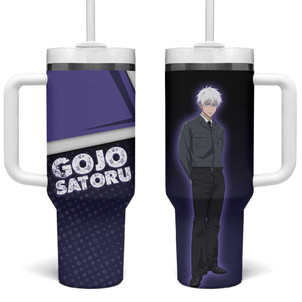 Gojo Satoru Tumbler With Handle Bold Anime Poster Style