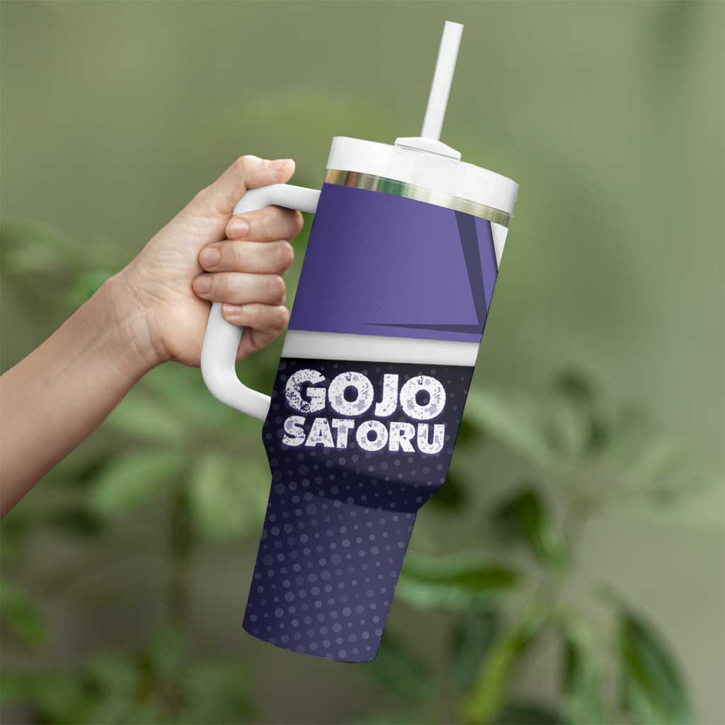 Gojo Satoru Tumbler With Handle Bold Anime Poster Style