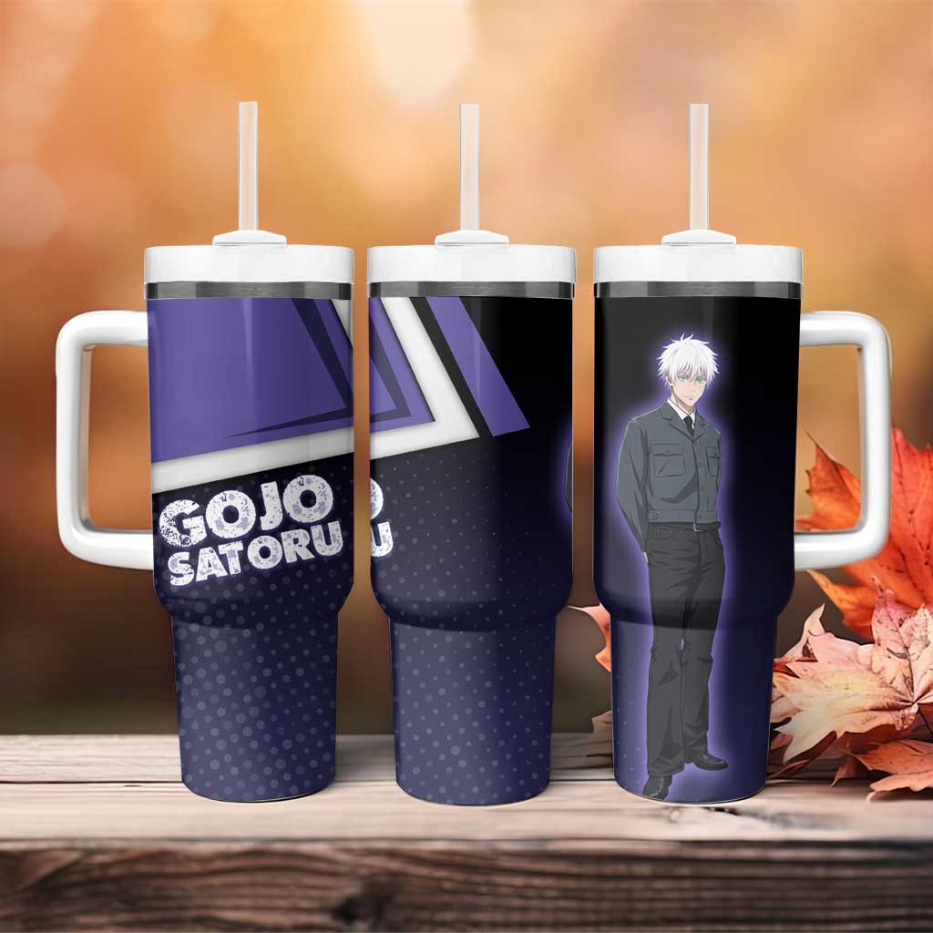 Gojo Satoru Tumbler With Handle Bold Anime Poster Style