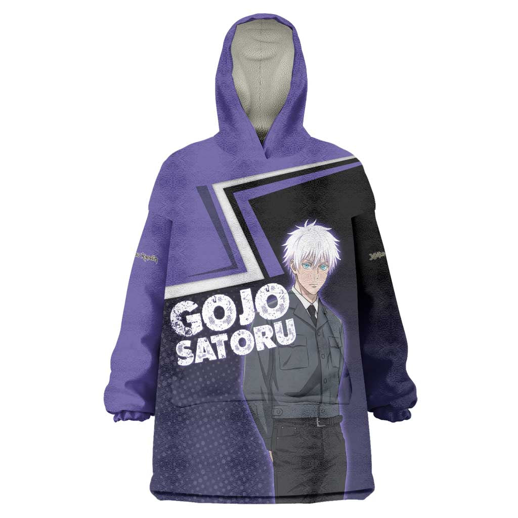 Gojo Satoru Wearable Blanket Hoodie Bold Anime Poster Style