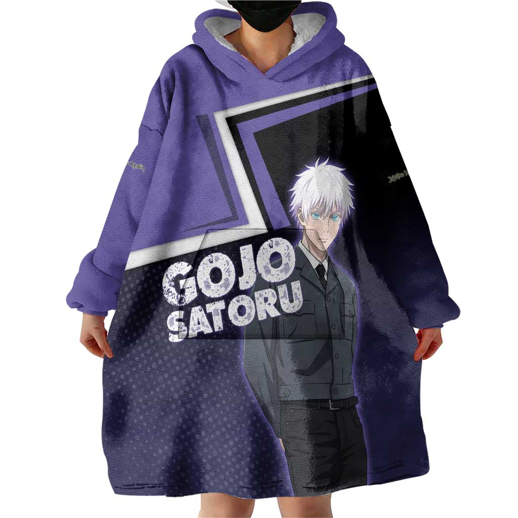 Gojo Satoru Wearable Blanket Hoodie Bold Anime Poster Style