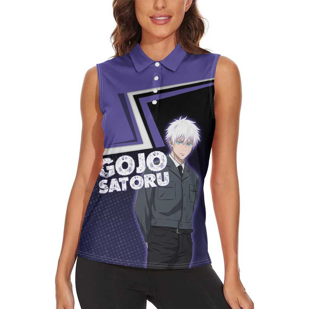 Gojo Satoru Women Sleeveless Polo Shirt Bold Anime Poster Style