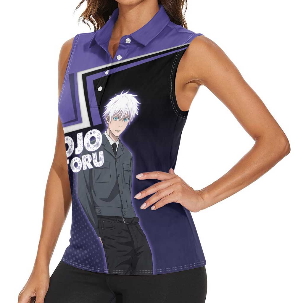 Gojo Satoru Women Sleeveless Polo Shirt Bold Anime Poster Style