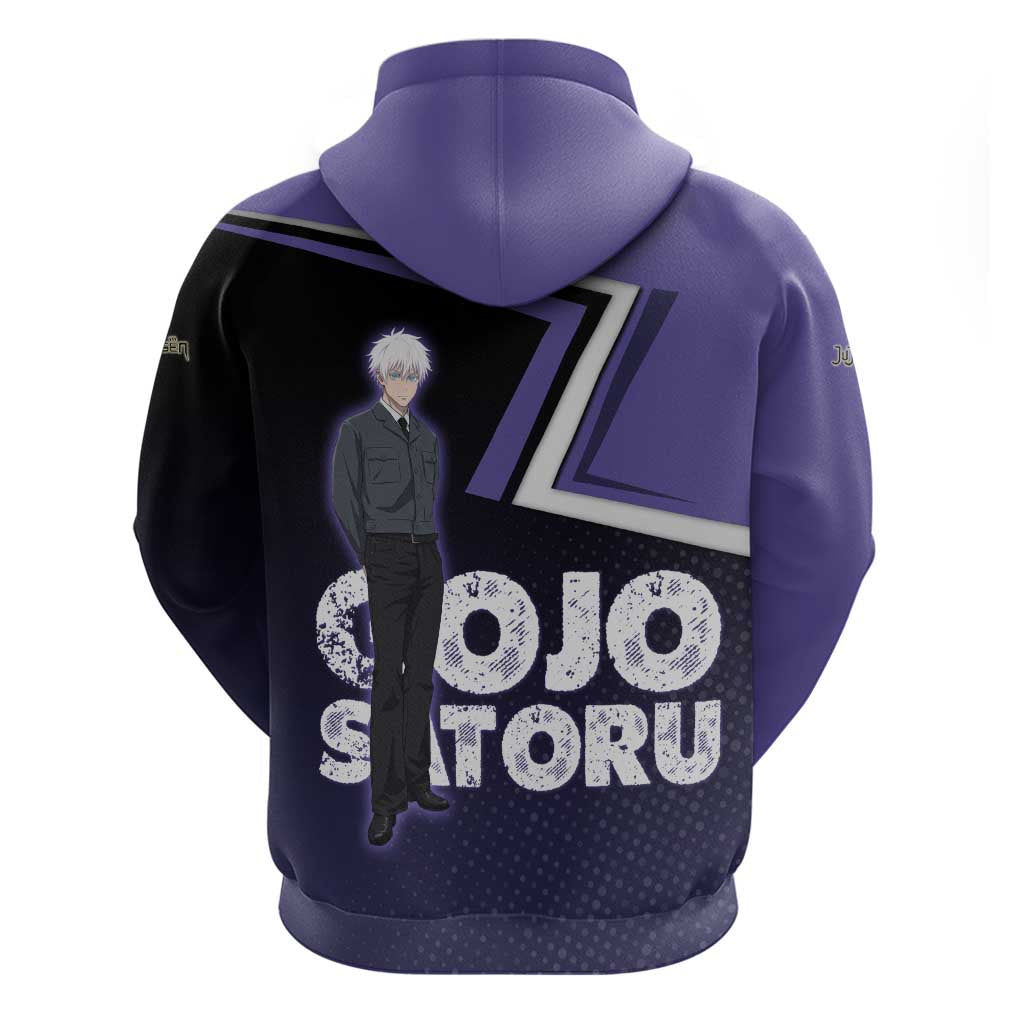 Gojo Satoru Zip Hoodie Bold Anime Poster Style