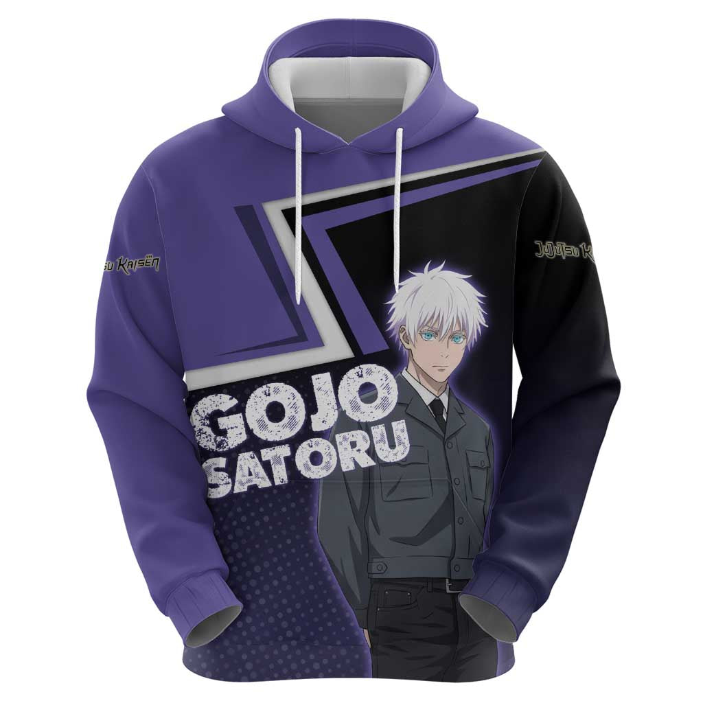 Gojo Satoru Zip Hoodie Bold Anime Poster Style