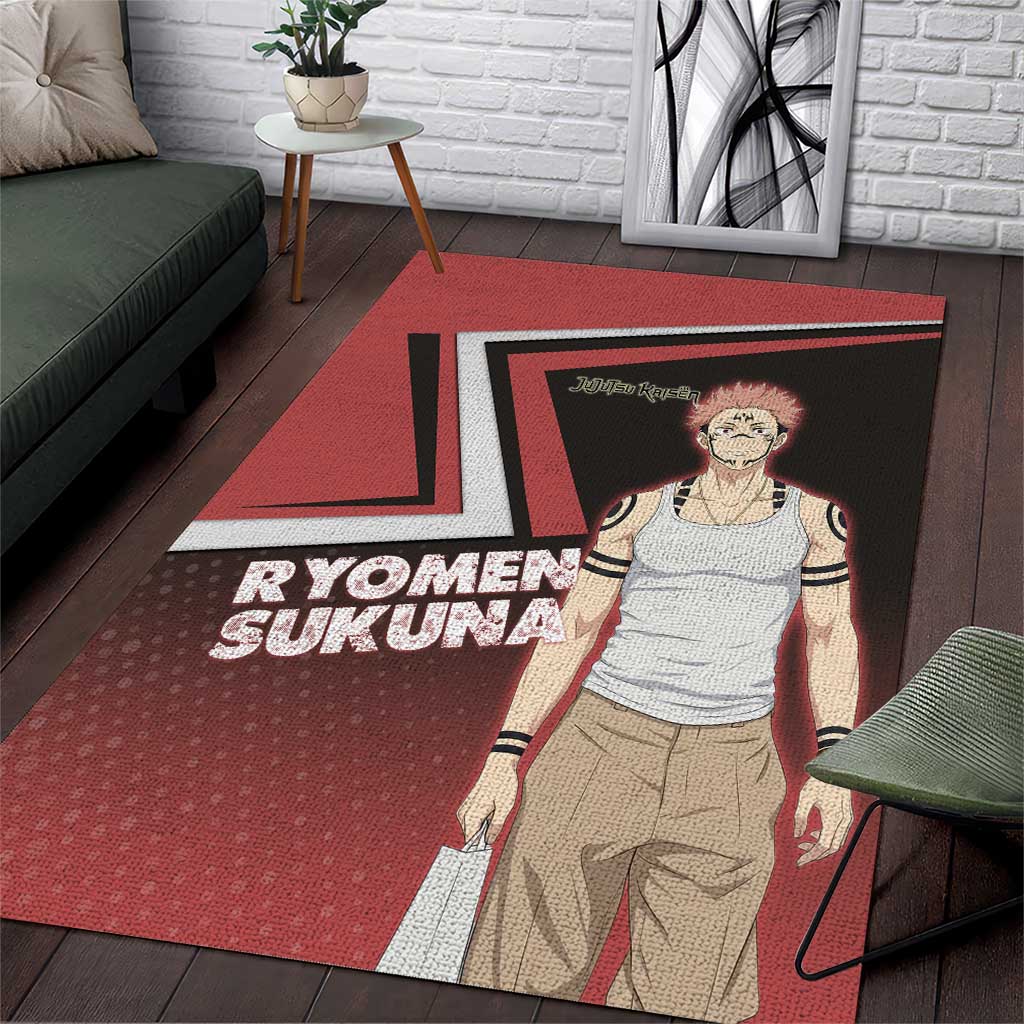 Ryomen Sukuna Area Rug Grunge Anime Poster Style