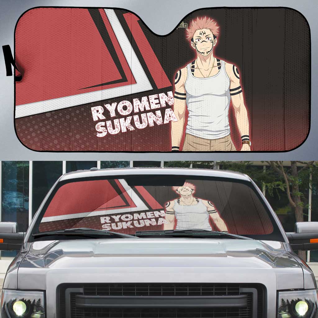 Ryomen Sukuna Auto Sun Shade Grunge Anime Poster Style