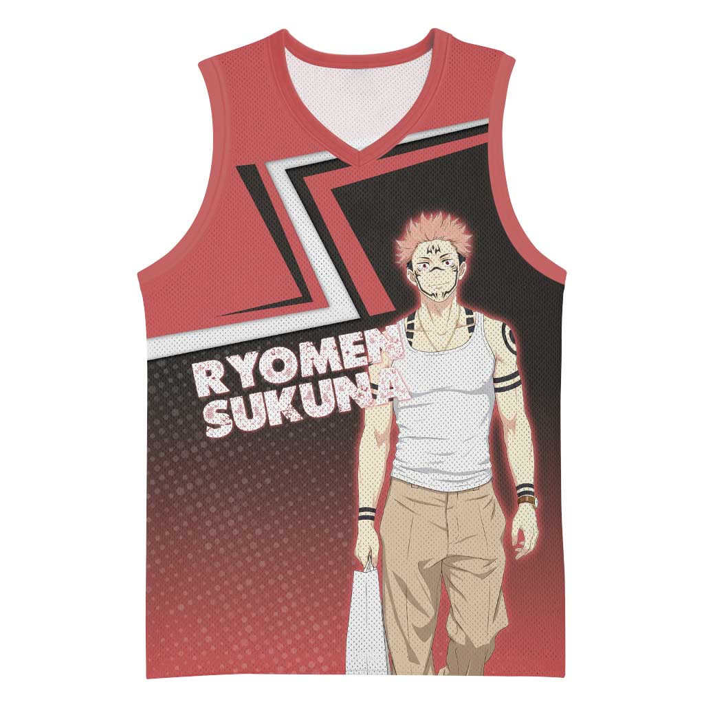 Ryomen Sukuna Basketball Jersey Grunge Anime Poster Style