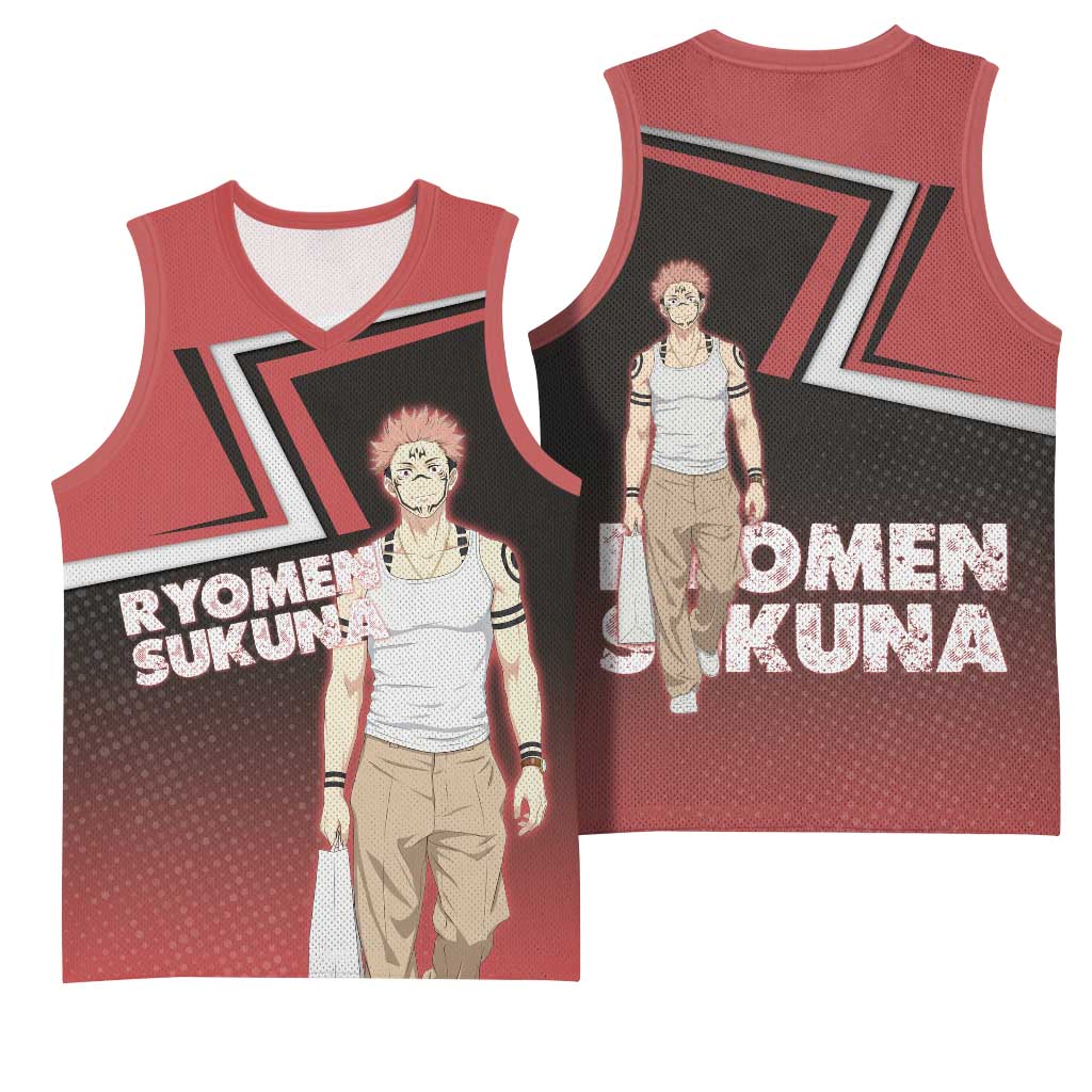 Ryomen Sukuna Basketball Jersey Grunge Anime Poster Style