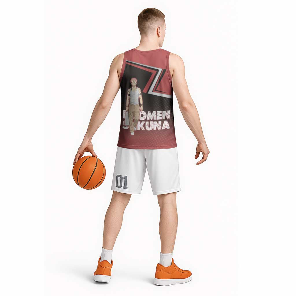 Ryomen Sukuna Basketball Jersey Grunge Anime Poster Style