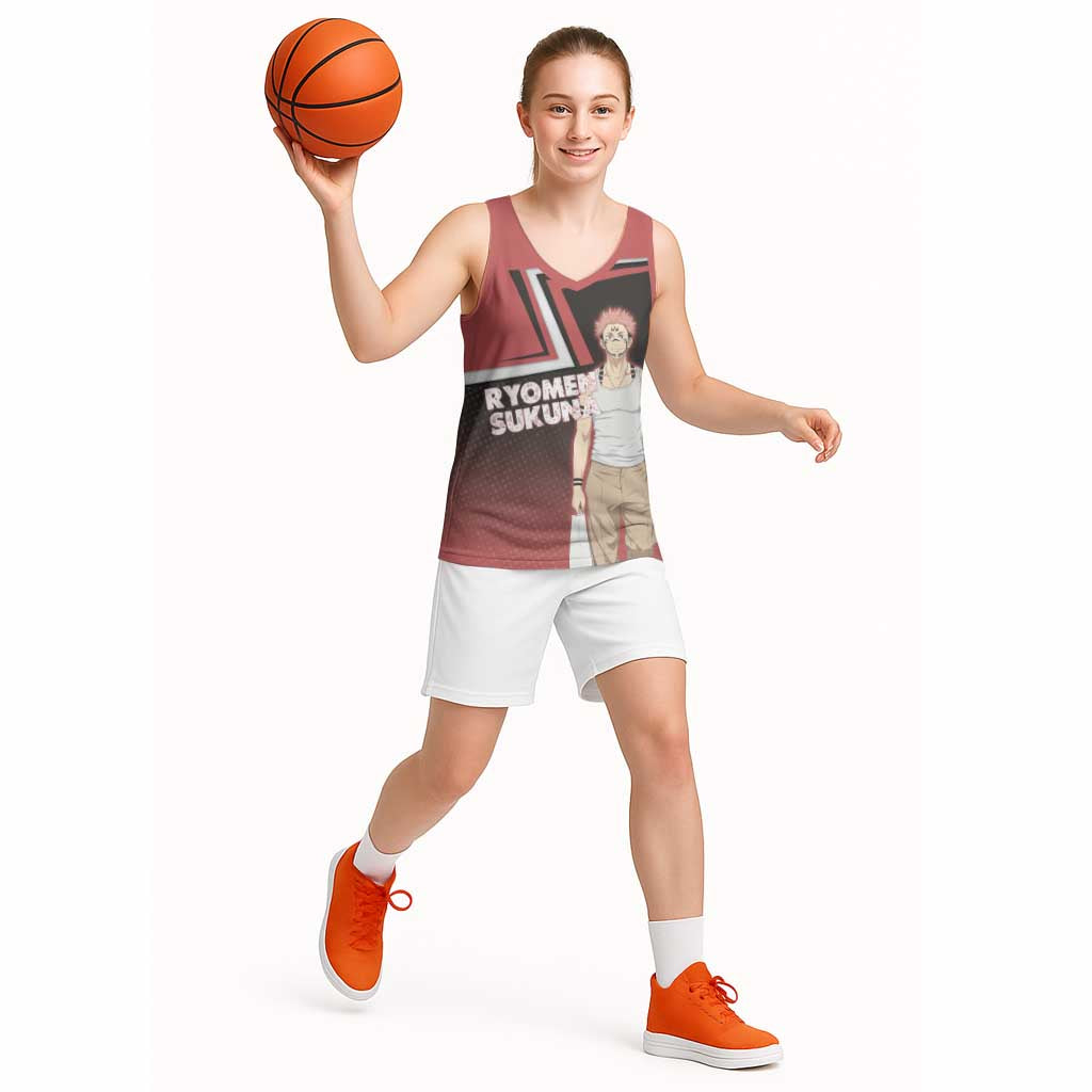 Ryomen Sukuna Basketball Jersey Grunge Anime Poster Style