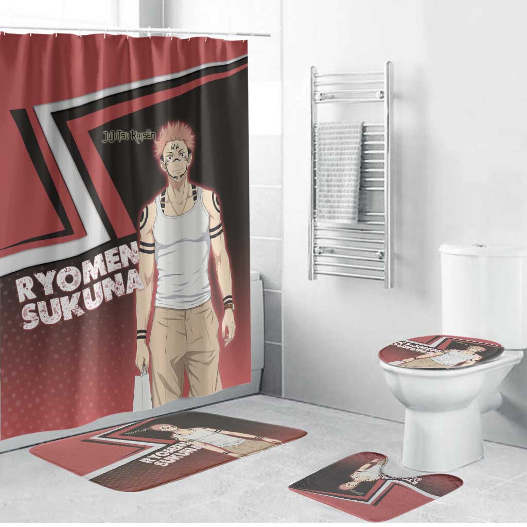 Ryomen Sukuna Bathroom Set Grunge Anime Poster Style