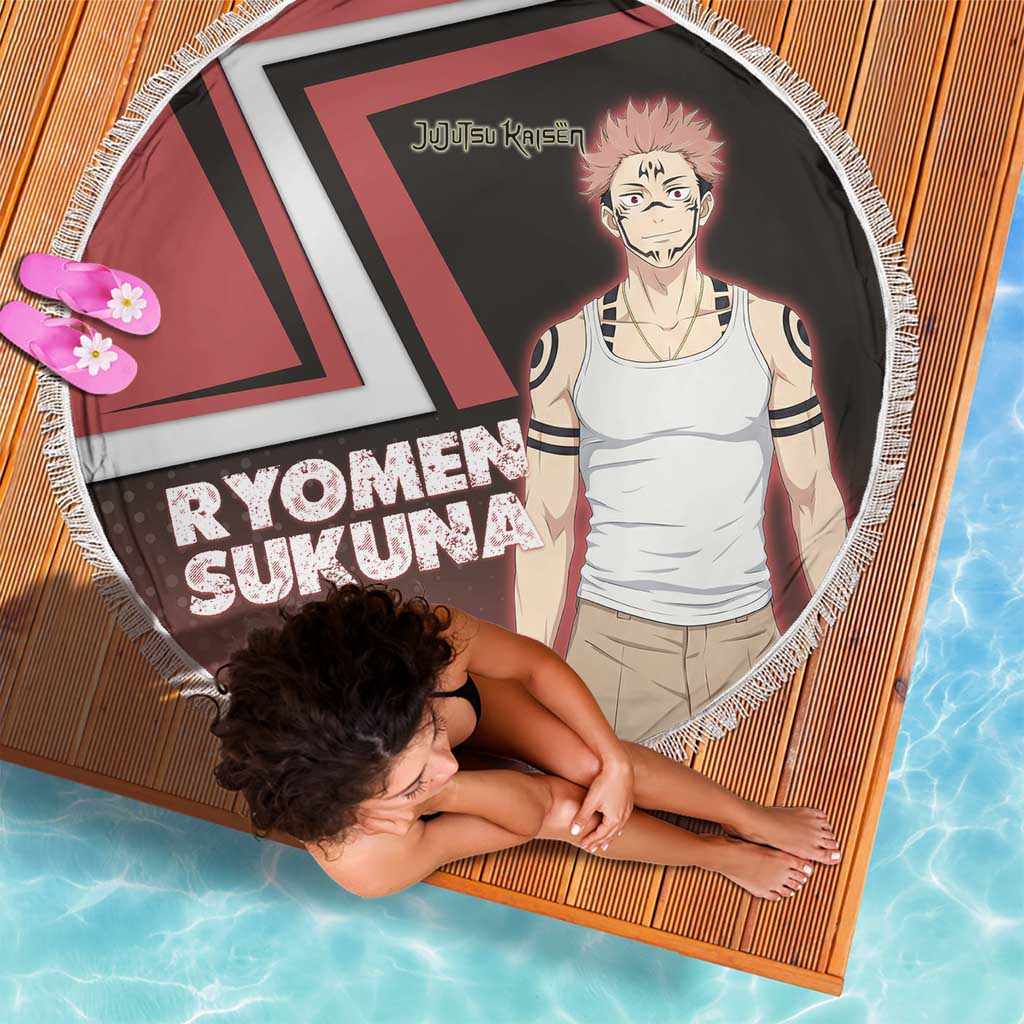 Ryomen Sukuna Beach Blanket Grunge Anime Poster Style