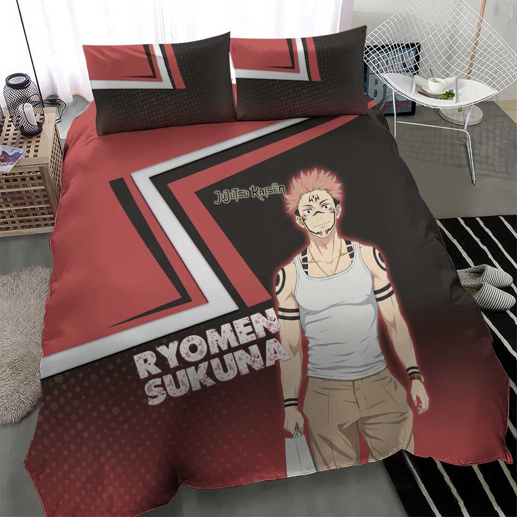 Ryomen Sukuna Bedding Set Grunge Anime Poster Style