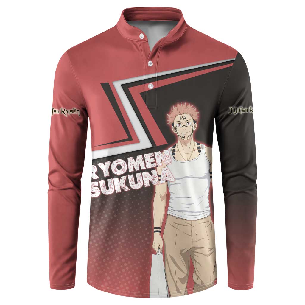 Ryomen Sukuna Button Sweatshirt Grunge Anime Poster Style