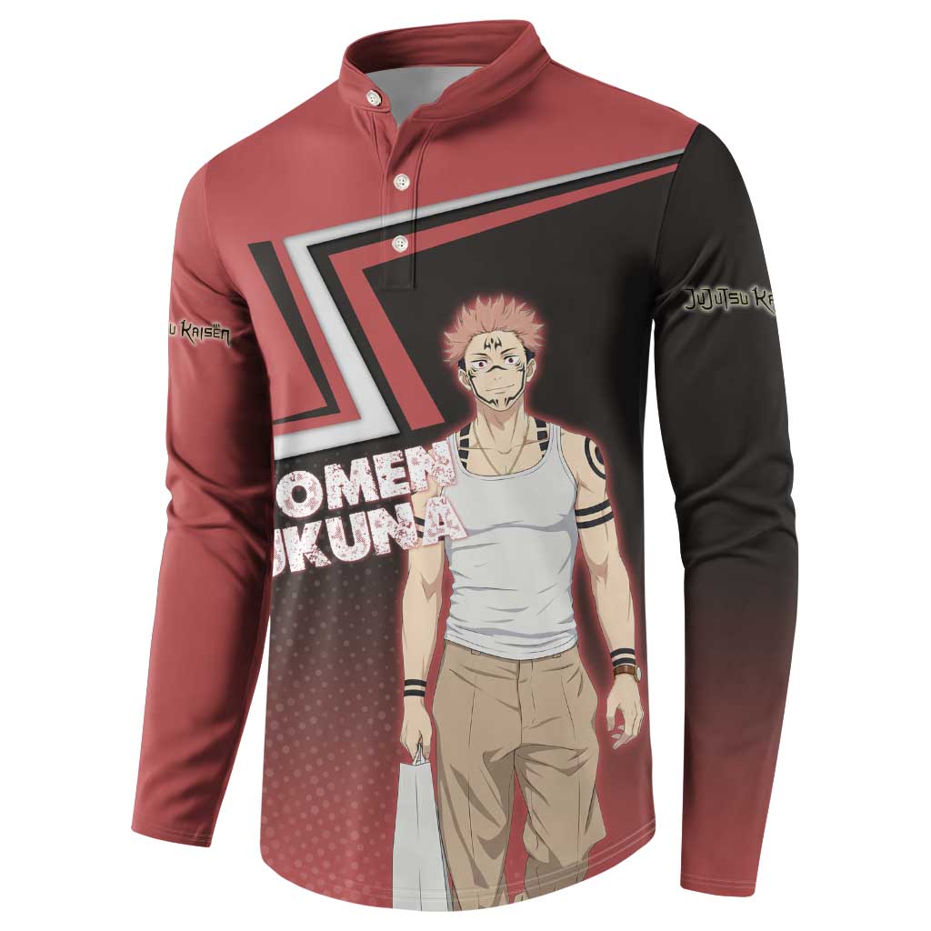 Ryomen Sukuna Button Sweatshirt Grunge Anime Poster Style