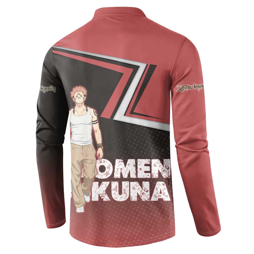 Ryomen Sukuna Button Sweatshirt Grunge Anime Poster Style