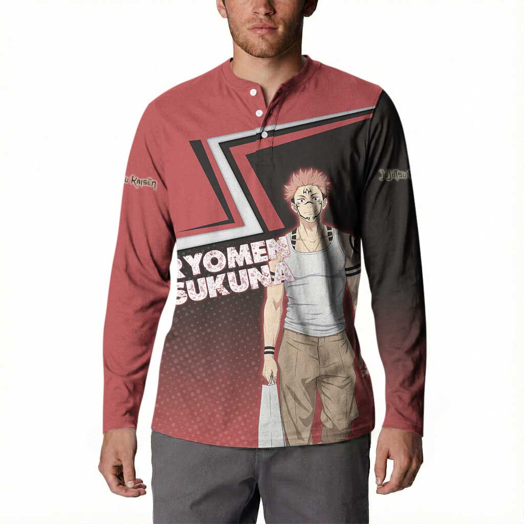 Ryomen Sukuna Button Sweatshirt Grunge Anime Poster Style