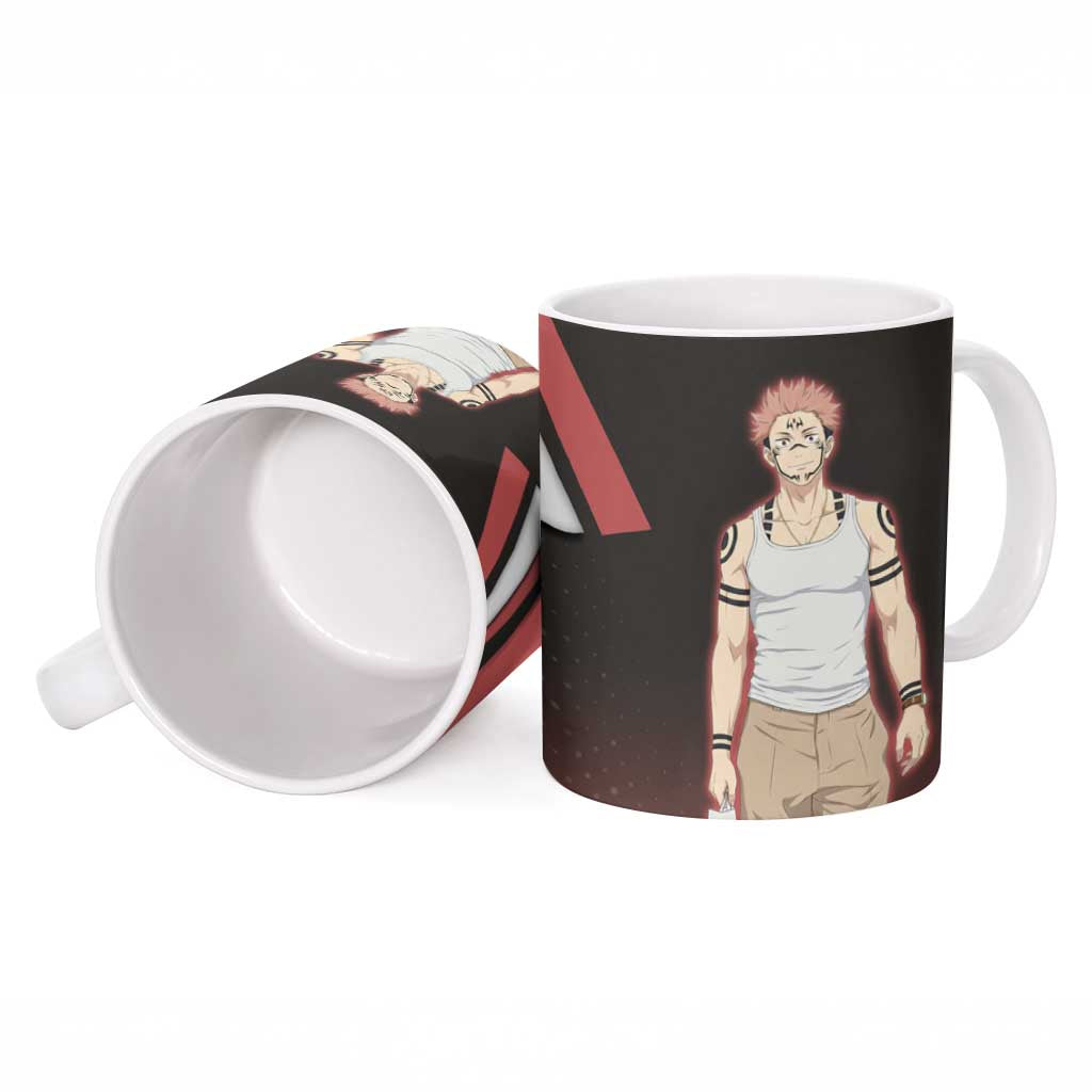 Ryomen Sukuna Ceramic Mug Grunge Anime Poster Style