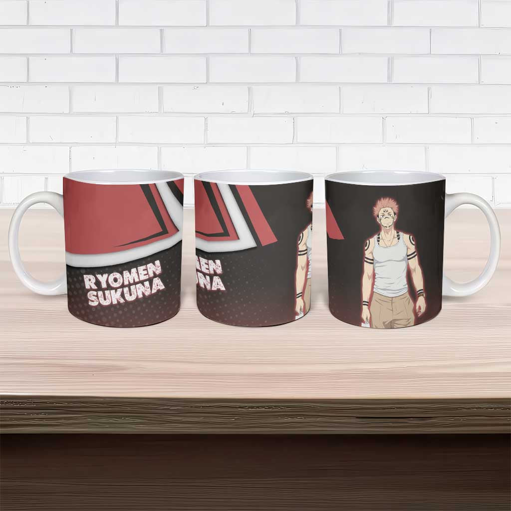 Ryomen Sukuna Ceramic Mug Grunge Anime Poster Style