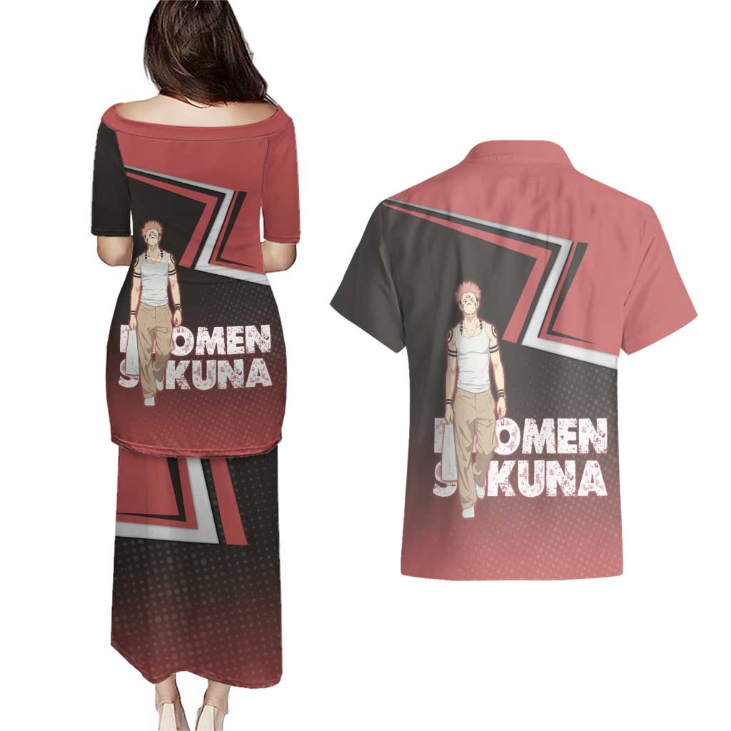 Ryomen Sukuna Couples Matching Puletasi and Hawaiian Shirt Grunge Anime Poster Style