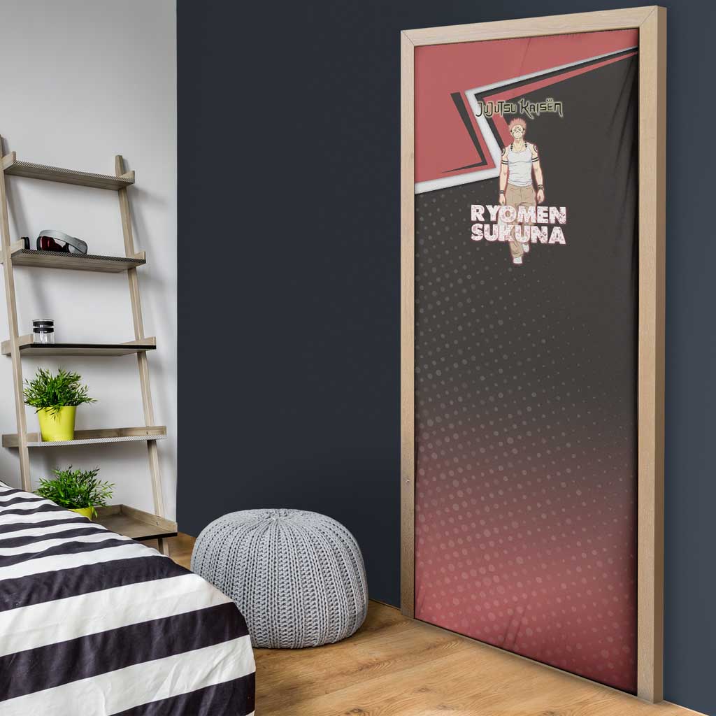 Ryomen Sukuna Door Cover Grunge Anime Poster Style