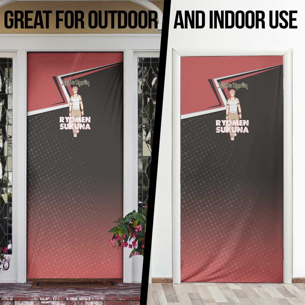 Ryomen Sukuna Door Cover Grunge Anime Poster Style
