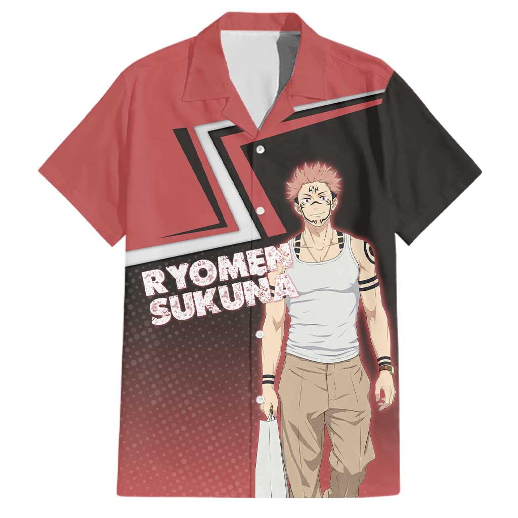 Ryomen Sukuna Family Matching Off The Shoulder Long Sleeve Dress and Hawaiian Shirt Grunge Anime Poster Style