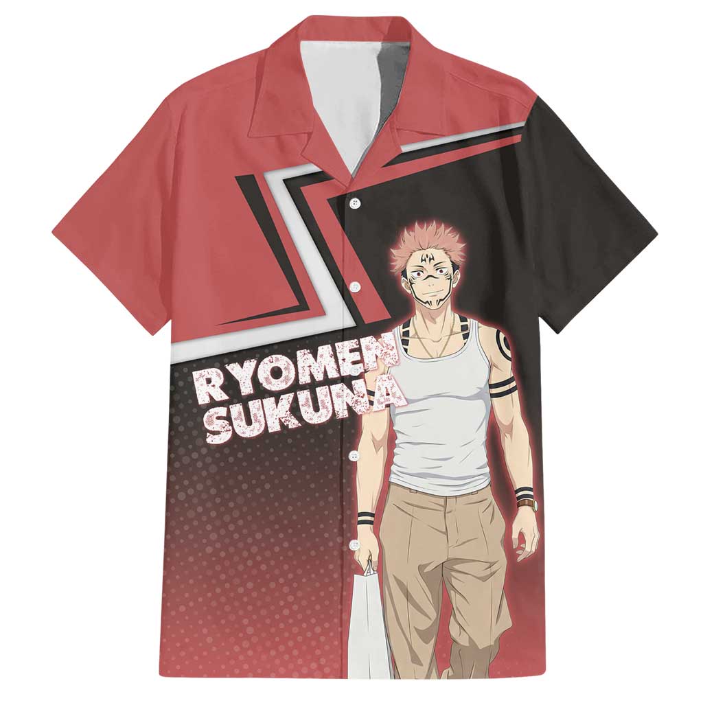 Ryomen Sukuna Hawaiian Shirt Grunge Anime Poster Style