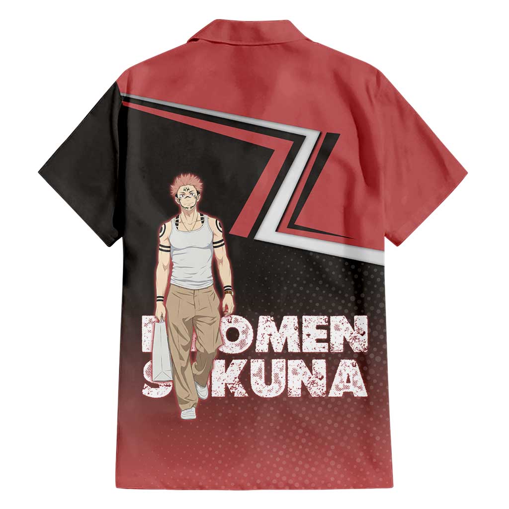 Ryomen Sukuna Hawaiian Shirt Grunge Anime Poster Style